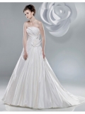 Taffeta Strapless Asymmetrically Gathered Bodice Ball Gown Wedding Dress