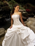 Taffeta Strapless Embroidered Bodice Ball Gown Wedding Dress