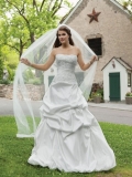 Taffeta Strapless Hand-Beaded Lace Bodice Ball Gown Wedding Dress