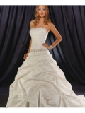 Taffeta Strapless Neckline Pleated Bodice Ball Gown Wedding Dress