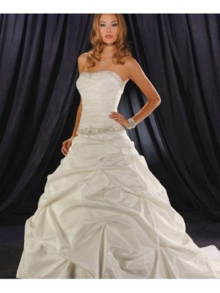 Taffeta Strapless Neckline Pleated Bodice Ball Gown Wedding Dress