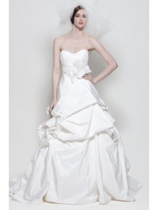 Taffeta Strapless Pleated Bodice Wedding Dress