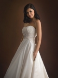 Taffeta Strapless Ruched Bodice Ball Gown Wedding Dress
