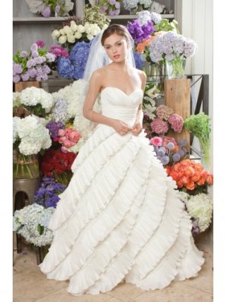 Taffeta Strapless Ruched Bodice Wedding Dress