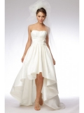 Taffeta Strapless Softly Curved Neckline High-low Ball Gown Wedding Dress