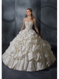 Taffeta Strapless Sweetheart Embroidered Bodice Ball Gown Wedding Dress