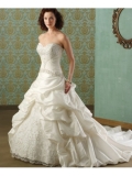 Taffeta Strapless Sweetheart Neckline Embroidered Bodice Wedding Dress