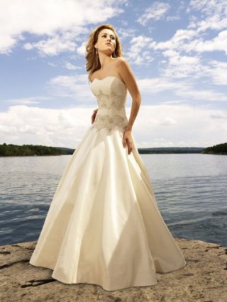 Taffeta Sweetheart Embroidered Bodice Ball Gown Wedding Dress
