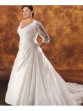 Taffeta V-neckline 3/4 Sleeve Length Sleeves Empire Bodice Wedding Dress