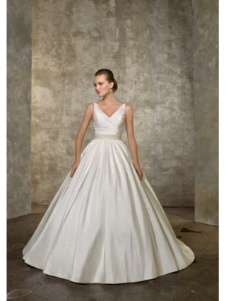 Taffeta V-neckline Ball Gown Wedding Dress