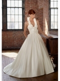 Taffeta V-neckline Ball Gown Wedding Dress