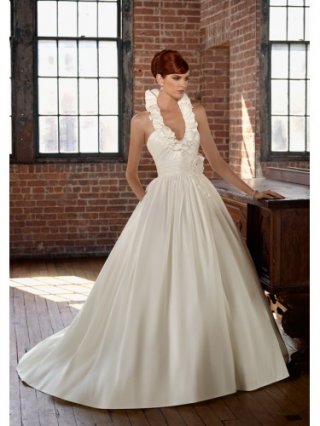 Taffeta V-neckline Ball Gown Wedding Dress