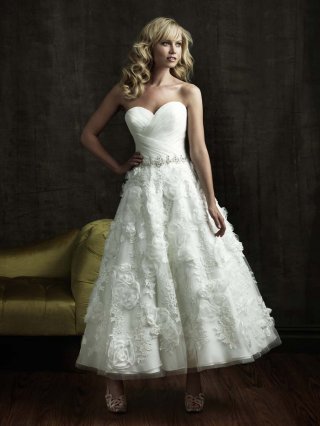Timelessly Ankle Length A-Line Sweetheart Low Back With Sequins,Button Wedding Dresses WDresses00759