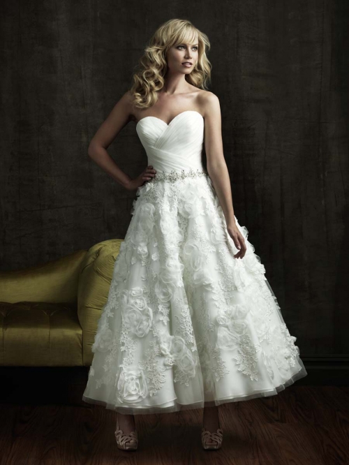 Timelessly Ankle Length A-Line Sweetheart Low Back With Sequins,Button Wedding Dresses WDresses00759