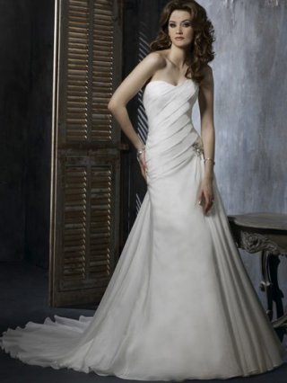 Timelessly Floor Length A-Line Sweetheart Low Back Sweep Train With Sequins,Bandage Wedding Dresses WDresses00954