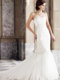 2011 Style Mermaid Trumpet Strapless Beading Embroidery Satin Wedding Dress