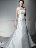 Elegant Mermaid Trumpet Empire Waist Beading Taffeta Organza Wedding Dress