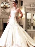 Euro Style Mermaid Trumpet Strapless Beading Embroidery Satin Wedding Dress