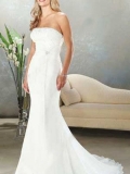 Mermaid Trumpet Strapless Beading Satin Chiffon Wedding Dress
