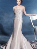Mermaid Trumpet Strapless Beading Taffeta Wedding Gown For Bridal