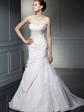 Romantic Mermaid Trumpet Sweetheart Strapless Lace Beading Taffeta Dress