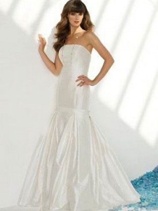 Simple Strapless Mermaid Trumpet Taffeta Wedding Dress