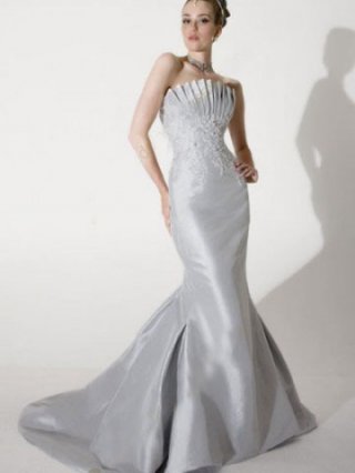 Strapless Mermaid Trumpet Beading Embroidery Taffeta Wedding Dress