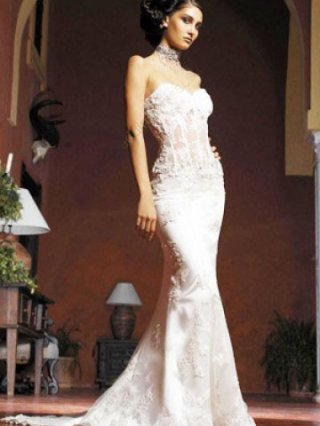 Sweetheart Strapless Mermaid Trumpet Beading Embroidery Satin Dress