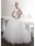 Tulle Ball Gown Strapless Straight Neckline Boned Bodice Wedding Dress