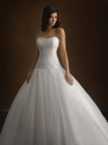 Tulle Softly Curved Neckline Delicately Pleated Bodice Ball Gown Wedding Dress