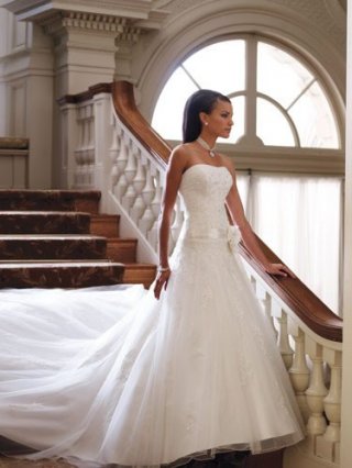 Tulle Softly Ruched Tulle Neckline Hand-Beaded Lace Bodice Ball Gown Wedding Dress