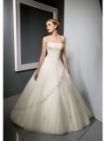 Tulle Strapless Beaded Bodice Ball Gown Wedding Dress