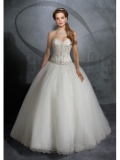 Tulle Strapless Sweetheart Embroidered Bodice Ball Gown Wedding Dress