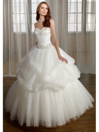 Tulle Sweetheart Beaded Bodice Ball Gown Wedding Dress