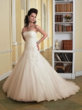 Tulle Sweetheart Directionally Pleated Bodice Ball Gown Wedding Dress