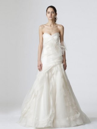 Unique Floor Length A-Line Strapless Low Back Sweep Train With Bowknot Wedding Dresses WDresses00969