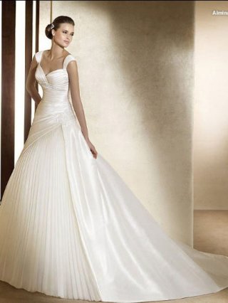 Unparalleled Floor Length A-Line Off Shoulder Low Back Sweep Train With Beads Wedding Dresses WDresses00811
