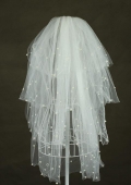 Multi layers Embroider bead wedding veils