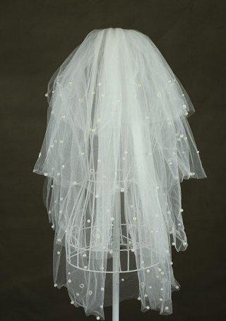 Multi layers Embroider bead wedding veils