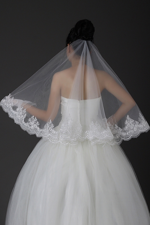 Wedding Veil With Lace Applique Edge Wedding Veil With Lace Applique Edge