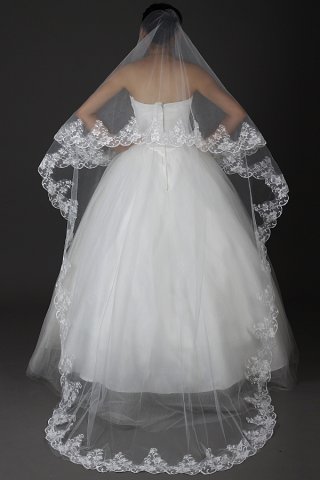 3 meters wedding veils with lace edge