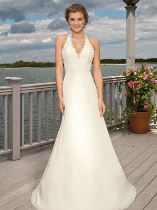 2012 V-Neck Halter Popular in Spring Hot Sale Cheap Customer-Made Design Wedding Dress