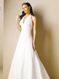 A-line Graceful Embroidery Satin V-Neck Style with Taffeta in waist Wedding Dress at bargain price