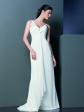 Chiffon Sheath/ Column Floor length V-neck Style Pleated Wedding dress at bargain price
