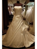 Vogue Floor Length A-Line Strapless Low Back Sweep Train With Beads,Embroidery,Bandage Wedding Dresses WDresses00740