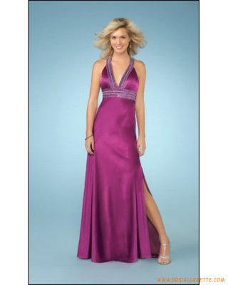 Halter V-Neck Empire Waist Trumpet Satin New Style Evening Dress