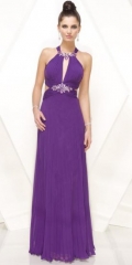 Long Lilac Halter Vintage Chiffon Evening Dress