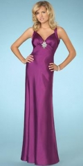 Long Purple Sweetheart Satin Evening Dress