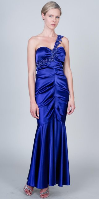 Long Blue Sweetheart Taffeta Evening Dress