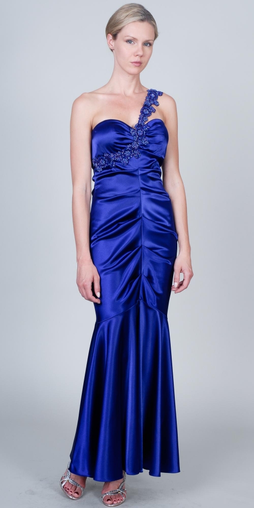 Long Blue Sweetheart Taffeta Evening Dress